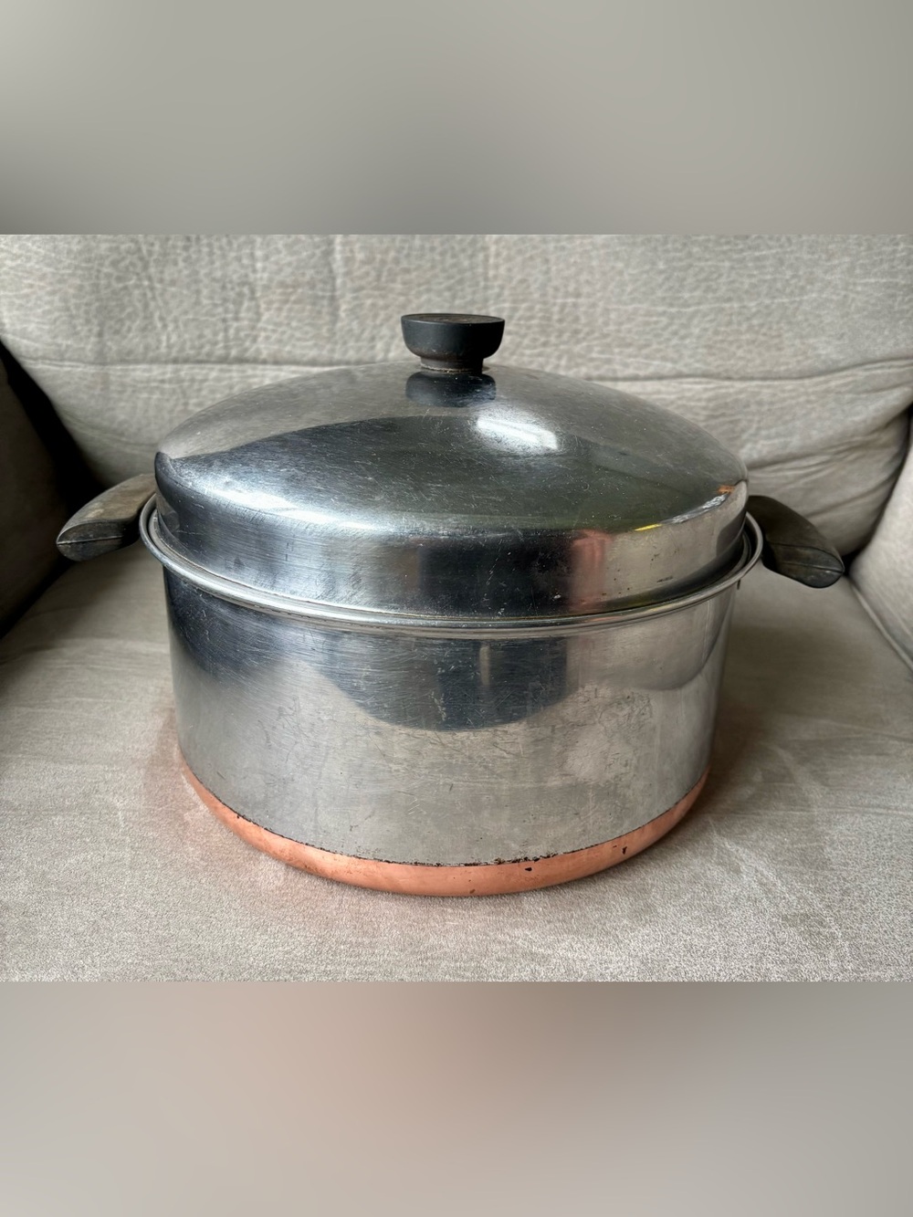 Revere Ware 1801 Copper Bottom 6 Qt Stock Pot Dutch Oven Double Ring Pre 1968